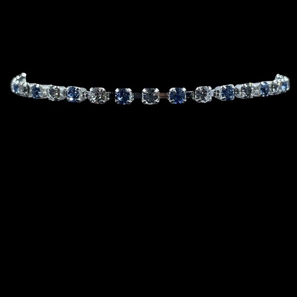 Swarovski Crystal Tennis Bracelet Silver Blue Holiday Gift Coquette Elegant - Picture 6 of 9